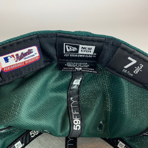 Oakland Athletics MLB Green Gold New Era 59Fifty Elephant Logo Fitted Hat 7 3/8 - Picture 5 of 5